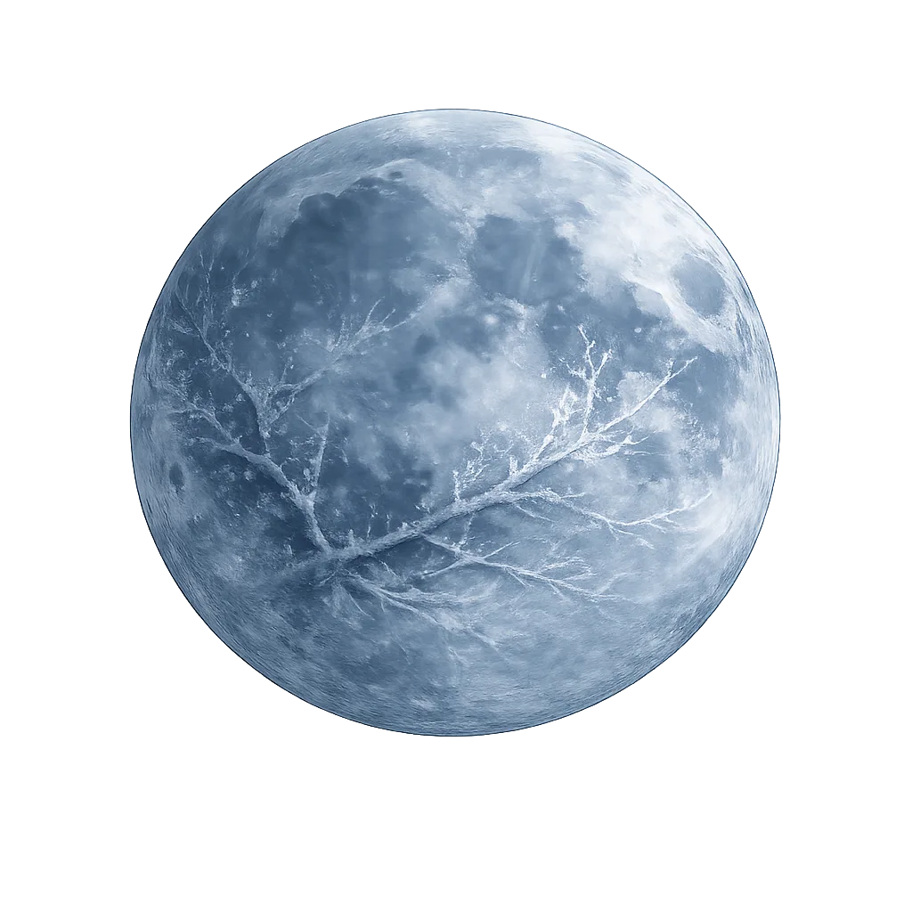 Lune Froide avec ambiance hivernale et lumière froide intégrée dans la pleine lune